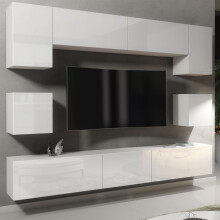 TV Unit Panorama Wall - White with Gloss Doors