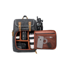 YuanWen DSLR Camera Canvas Backpack Large Capacity Front Open Waterproof Anti-shock SLR/DSLR Camera Rucksack Camera Travel Bag Professional Camera Bag