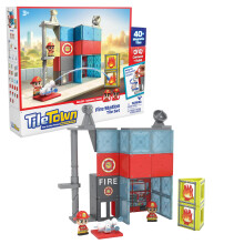 Tile Town Brandweerhuis Magnetische Tegels Bouwset + Figuren, Voor Kinderen 3-5+, Nieuwe Actie Tegels