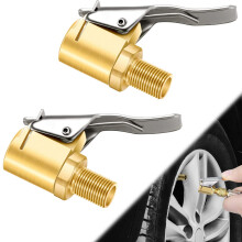 2 Pcs Brass Locking Tire Air Chuck, Tire Inflator Hose Adapter for Twist On Connection Convert to Lock On, No Air Leakage Air Compressor Pump Clip On
