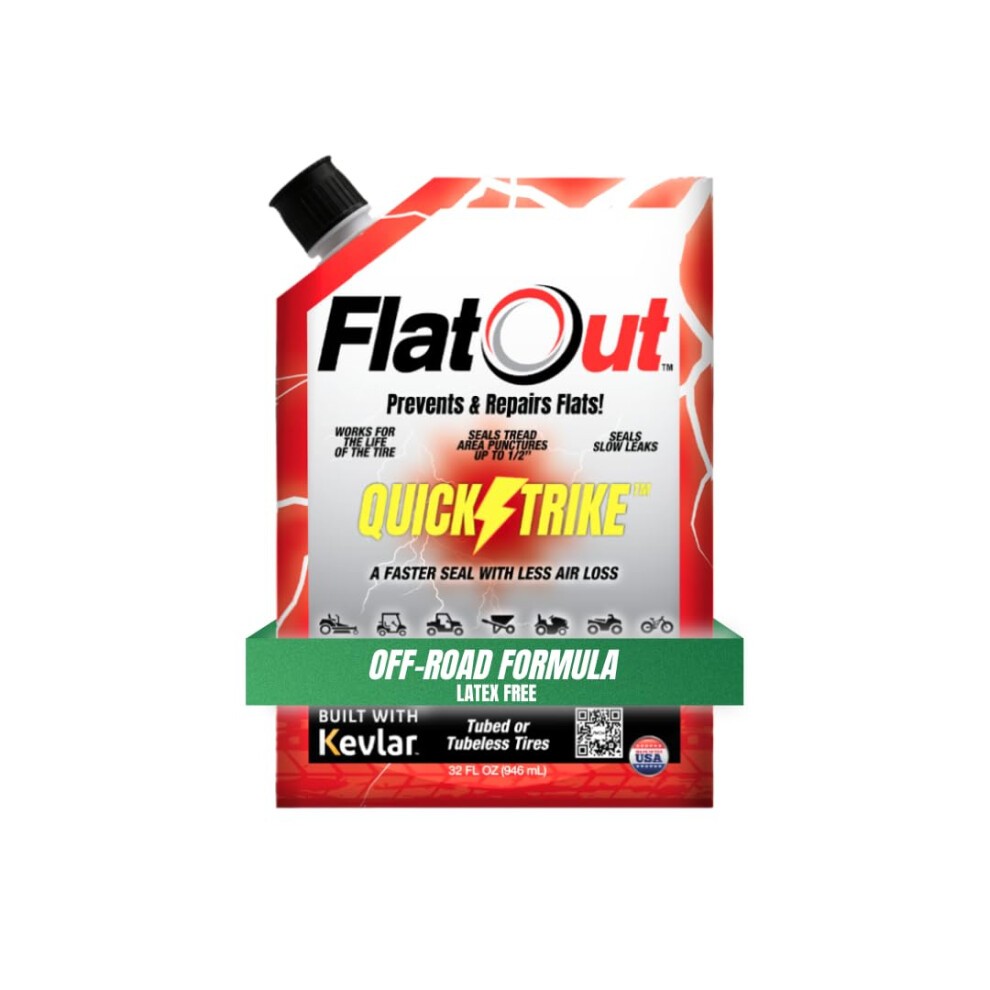 Flatout Flat Out Quickstrike Tire Sealant Off-Road Formula - Prevent Flat Tires, Seal Leaks, Contains Kevlar, 32-Ounce Bag 707986221213