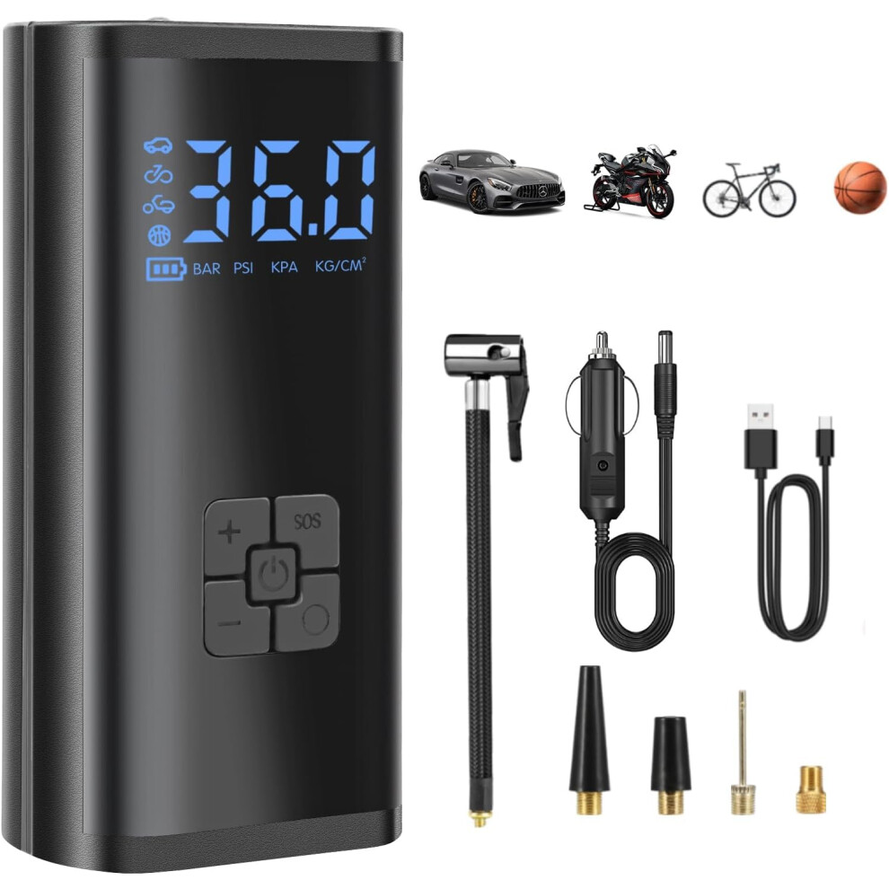 Wireless Dual-Purpose Inflation Pump, 150 Pound Pressure Car Tire Inflator, Portable Digital Electric Bicycle Pump, Rechargeable Suitable For Car, 768572108264