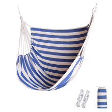 RANIT Hammock Chairs Hanging Rope Swing Seats Indoor and Outdoor, Canvas Hammock Chair (Blue and White Stripe)