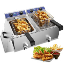 TAIMIKO Electric Deep Fryer Commercial Stainless Steel Tank With Lid Easy Clean Home and Commercial Use Countertop Kitchen Fat Fryer Frying Machine