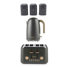 Salter Pebble Kettle, Toaster & Countertop Set - 1.7L Fast Boil Electric Water Kettle, 4-Slice Toaster with 6 Browning Levels, Tea, Coffee, Sugar