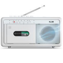 KLIM Portable Cassette Player & Tape Recorder ? Boombox with AM/FM Radio, USB, Bluetooth, Speaker, and Earphone Jack ? Battery and AC Operated - Frost