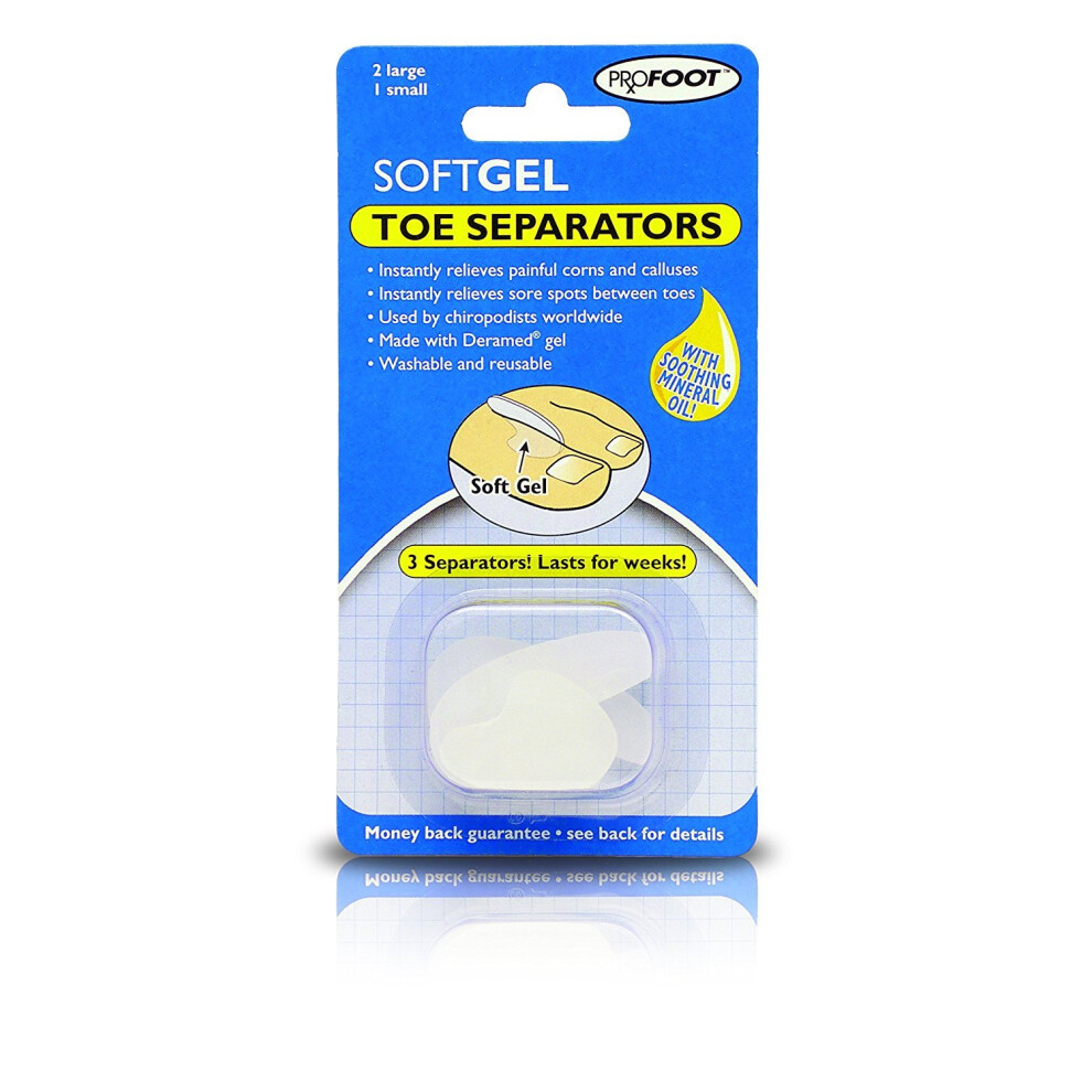 Profoot Toe Separators - Instant Relief From Corns And Calluses - Ideal For Overlapping Toes - Soft Gel Toe Spacer - Toe Spreaders (2 Pack)