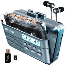 KLIM K7 Cassette Tape Player - Cassette to MP3 Converter - Portable Cassette Player - Tape Recorder with Built-in Microphone & Speaker - Rechargeable