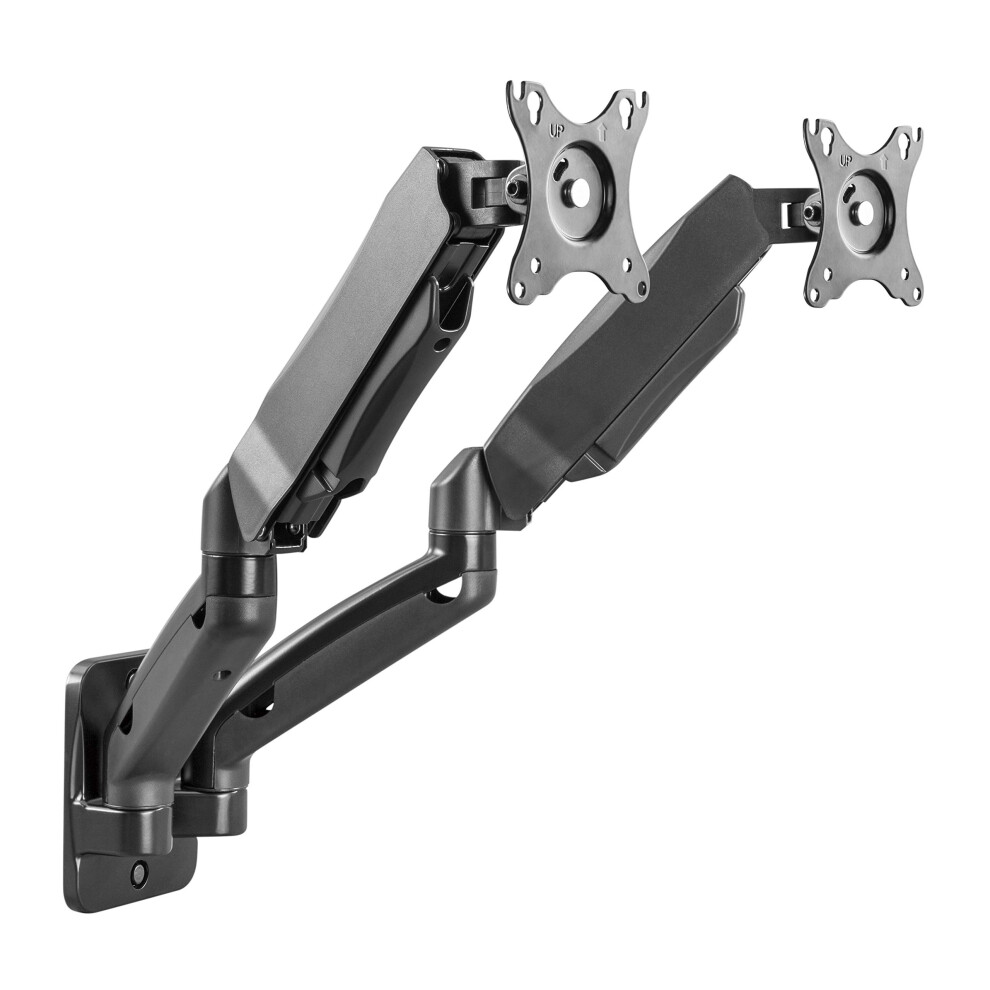 Ricoo Monitor Mount 2 Monitors S4711 Wall Mount With Gas Spring Screen Mount 17-32 Inch Swivel & Tilt For Flat & Curved Screens Vesa 75X75 100X100