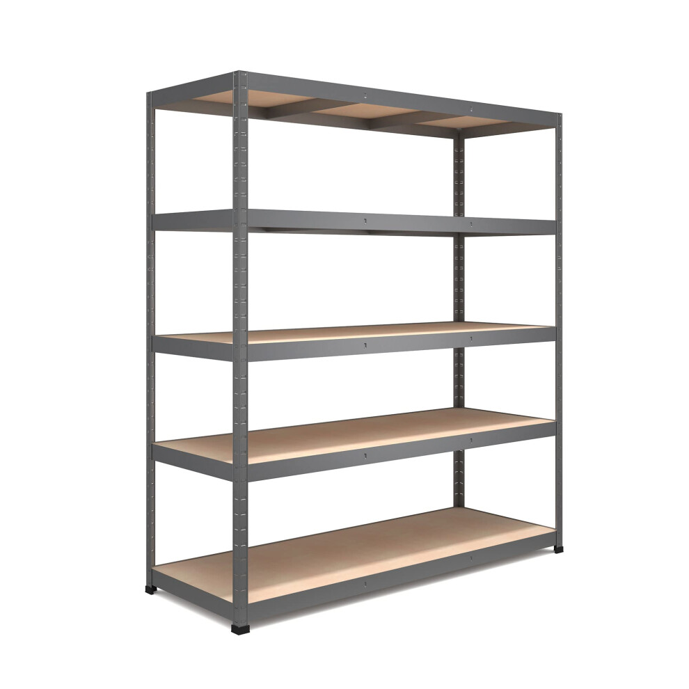 Rb Boss Garage Shelving Units 180Cm X 160Cm X 60Cm Galvanised Steel Storage Racking With Mdf Shelves, 5 Tier, 250Kg Load Per Shelf For Shed, Workshop, 5060042783922