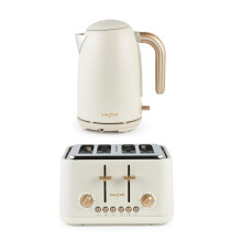 Salter Pebble Kettle & 4-Slice Toaster Set ? 1.7L Fast Boil Kettle Removable Limescale Filter, Boil-Dry Protection, 4-Slice Wide Slot Toaster, 6