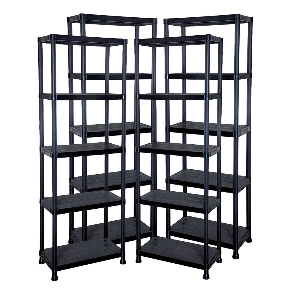 4 X 5 Tier Heavy Duty Black Plastic Shelving Unit Storage Organiser Garage Home Pantry Racking Shelf Shelves Workbench Workman Bays Racking Tools 5060320301817