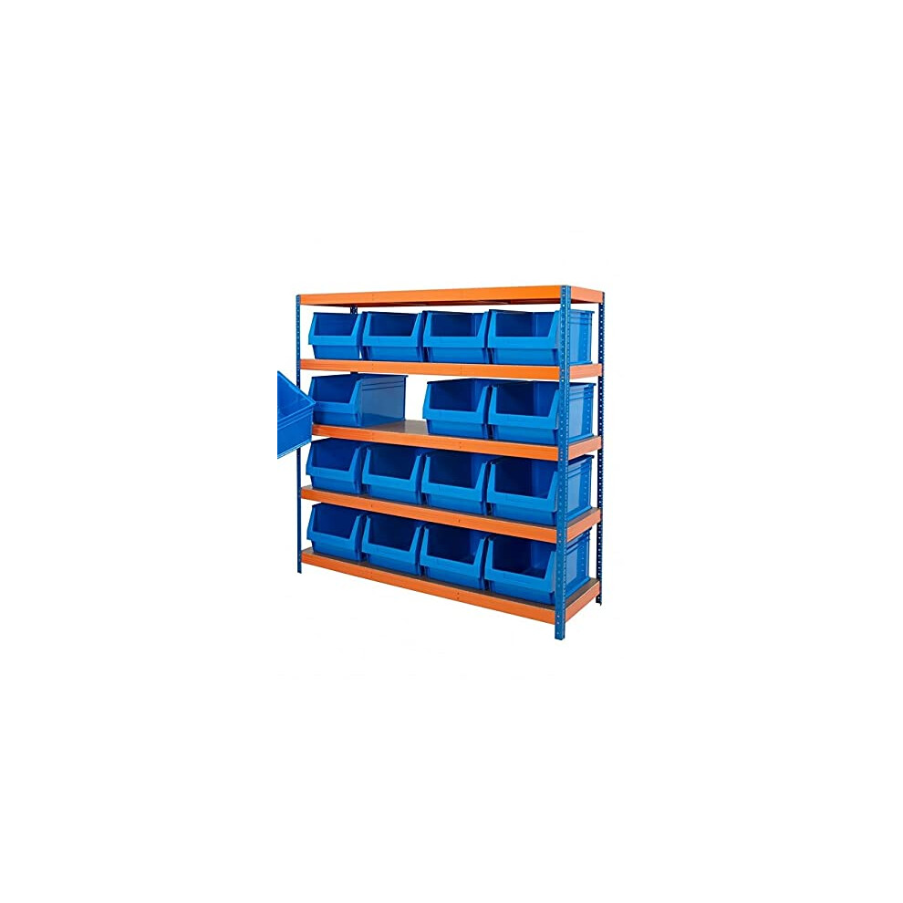 Bigdug Industrial Heavy Duty Shelving Plastic Parts Picking Warehouse 300Kg Udl (1780H X 1800W X 600D Mm Blue Bins) 5056507916349