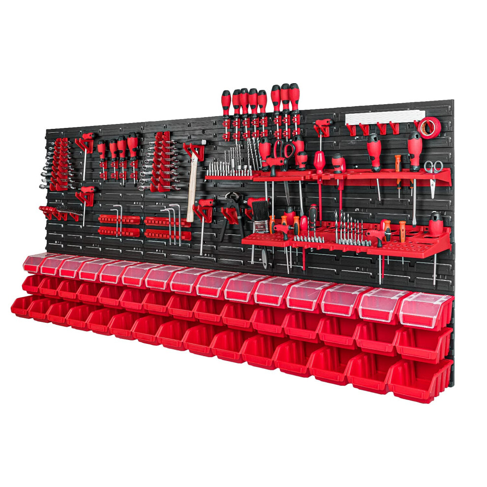Pafen Tool Wall With Stacking Boxes - 1728 X 780 Mm - Storage System Set Tool Holders And 45 Pieces Box - Wall Shelf Workshop Shelf Perforated Wall 5904384622672