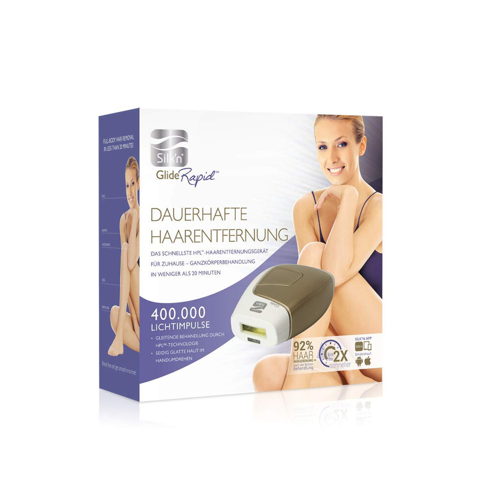 Silk'n Women's Light/Dark Glide Rapid, Permanent Hair Removal For To Skin, 400,000 Impulses