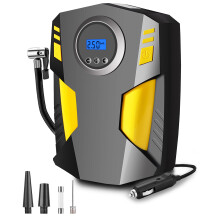 Digital Tyre Inflator,Tyre Inflator Portable Air Compressor Car Tyre Pump with 3 Nozzle Adaptors And Digital Led Light,12V Rapid Tyre Inflator Air