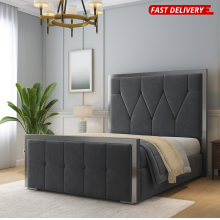 (Black(with Mattress), 4ft6" Double(No Gaslift)) Luxury Bed Frame Upholster Plush Velvet 54in Headboard with Mattress Gas Lift Storage Option