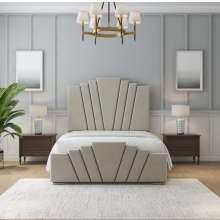 (Steel(No Mattress), 6ft Super King(with Gaslift)) Luxury Crown Double Bed Frame Plush Velvet 54in Headboard with Mattress Storage Option