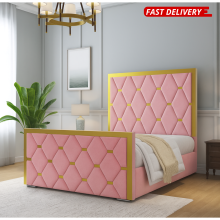 (Steel(No Mattress), 4ft Small Double(with Gaslift)) Luxury Double Bed Frame Plush Velvet 54in Headboard with Mattress Gas Lift Storage