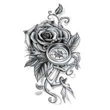 7 Sheets Waterproof Temporary Tattoos for Adults and Kids, Black Floral Wolf Girl Designs for Arms Legs Shoulders