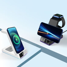 Βάση ασύρματης φόρτισης τηλεφώνου Jacenvly με ένδειξη ρολογιού, θερμοκρασίας και