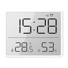 Orologio LCD sottile Jacenvly, compatibile con pareti e frigoriferi grazie al retro magnetico, termometro digitale con sensore di temperatura e