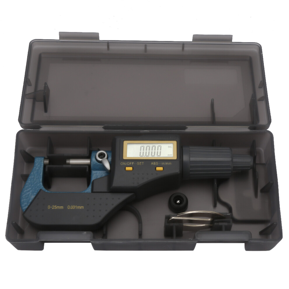 Electronic Digital Micrometer, High-Resolution Precision 0-25Mm 0.001Mm Accuracy Micrometer With Electronic Digital Display, Coarse And Fine 9358999153438