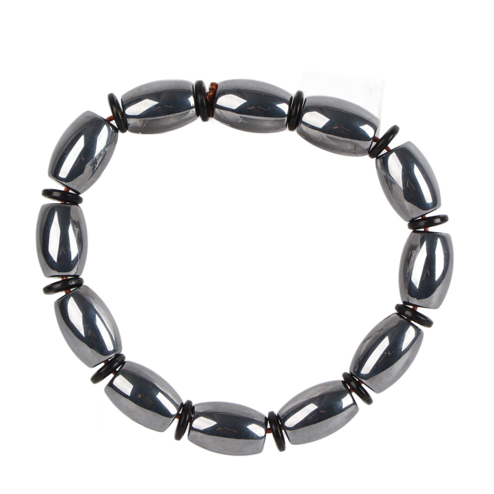 Natural Stone Terahertz Bracelet, Terahertz Energy Stone Healing Beads for Energy Balance and Wellness, Stretch Healing Bracelet with Elastic Cord
