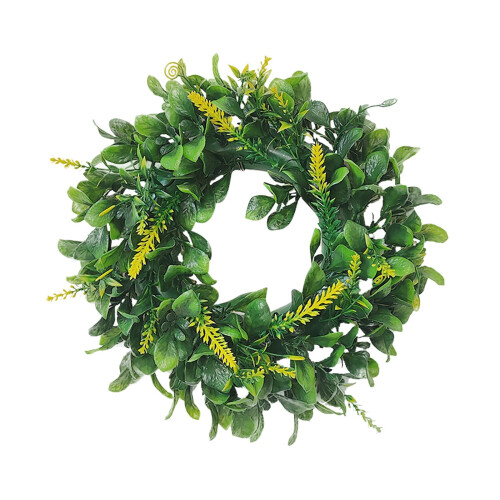 Guirlanda artificial de buxo verde de 35 cm (14 polegadas) para decoração de festas de primavera e verão. Ideal para enfeitar sua casa. 2