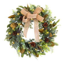 Rea på juldekorationer! Linne rosett, glödande blomsterkrans, tallar, kottar, vinrankor, dörrhänge, heminredning, presenter. Kompatibel med