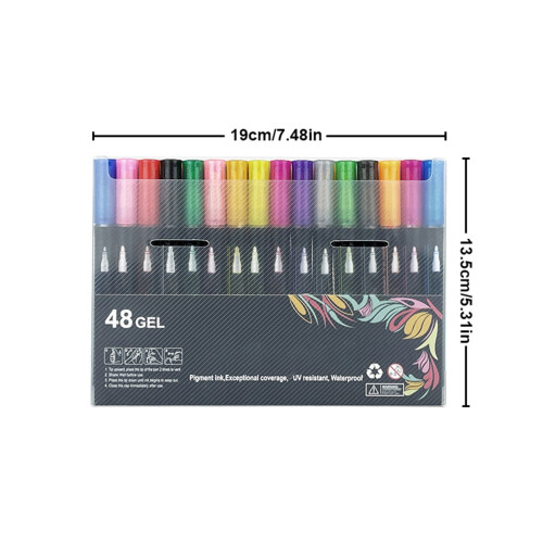 Σετ στυλό WinysinDouble Line Outline Pen, μεταλλικό στυλό Dream Flash, στυλό σήμανσης χρώματος, 2