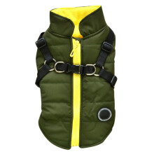 Cappotto per cani Aosijia con pettorina - Gilet e giacca invernali caldi in pile a collo alto, completo antivento 2 in 1 per cani di taglia media e