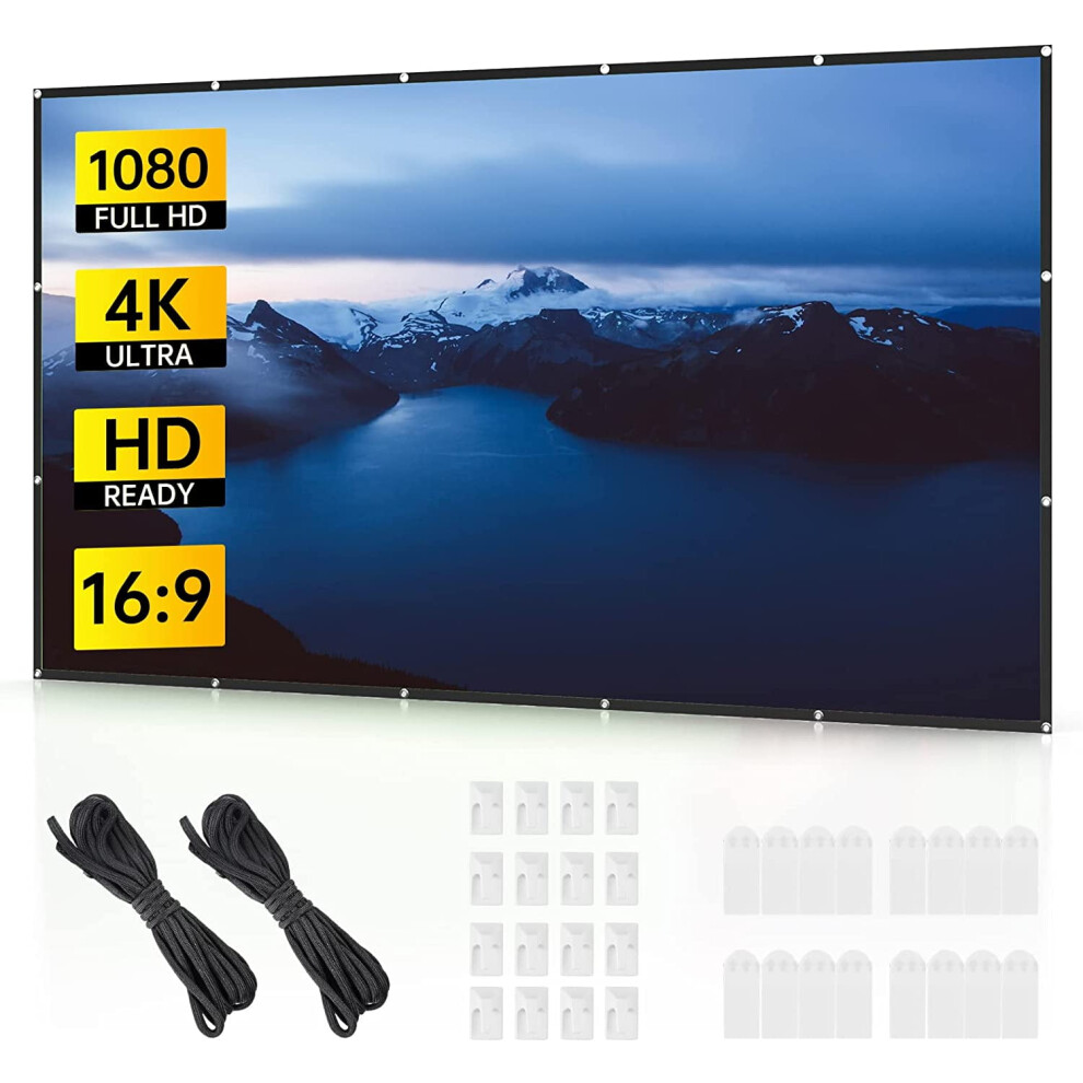 120 Inch Projector Screen, Outdoor Projector Screen 16:9 Foldable Anti-Crease Projection Screen Portable 9448196923566
