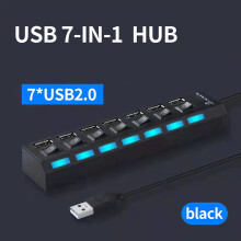 PeiBai Hub USB 2.0 de alta velocidade com 4 portas, divisor de expansão, comutação independente e indicador de funcionamento para desktop, PC e