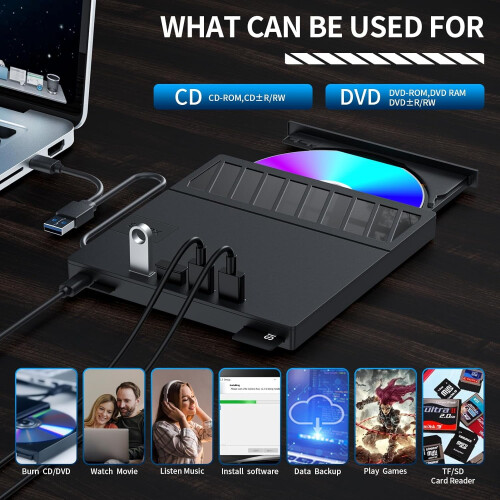 Εξωτερική μονάδα CD/DVD για φορητό υπολογιστή, εξαιρετικά λεπτή φορητή συσκευή 2