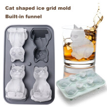 Forma de gelo reutilizável de silicone em formato de gato Hariumiu, livre de BPA e ecológica, ideal para coquetéis, uísque e bourbon, compatível