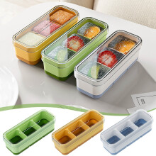 Caixa para mini cubos de gelo maxiaoxia com tampa, fundo macio, três compartimentos para congelar bebidas como coquetéis e café.