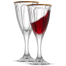 Taças de vinho tinto JoyJolt Windsor em cristal europeu com borda dourada, conjunto de 2.