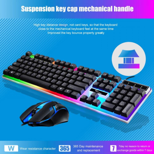 Prettyui 1PCS Wired Keyboard And Mouse Set Usb Illuminated Manipulator Keyboard And Mouse Kit 2