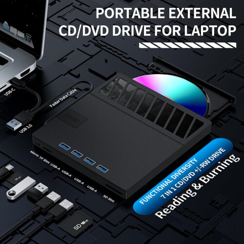 Εξωτερική μονάδα CD/DVD για φορητό υπολογιστή, εξαιρετικά λεπτή φορητή συσκευή 1