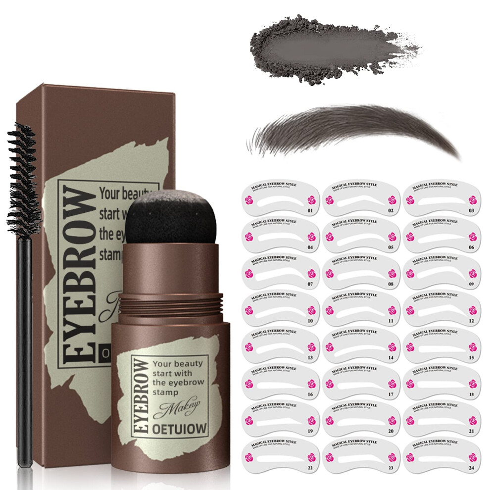 Eyebrow Stamp Kit Waterproof LongLasting with 24 Shape Stencils for Fast Natural Brow Shaping