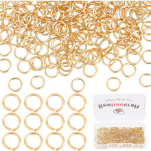 300 Stück/Box, 5 mm Gold-Binderinge, 24 Karat vergoldet, offene Spalt-Binderinge, gelbe Verbinder für Schmuckherstellung, Halsketten- und