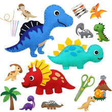 Gør-det-selv sysæt med filt - Dinosaur-serien, sensorisk udvikling af dyresysæt til børn 3-12 år