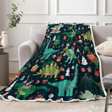 Couverture polaire dinosaures de Noël, motif dinosaure mignon et coloré pour enfants, douce et moelleuse, idéale pour le lit et le canapé, 127 x