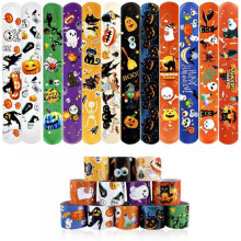 48Pcs Halloween Slap Bracelets, Assorted Designs for Halloween Favors, Compatible with Halloween Party Gifts