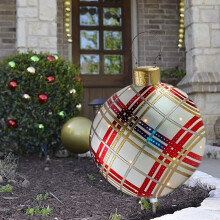 Boule de Noël gonflable d'extérieur décorée en PVC, lumineuse et géante, 60 cm, LK9