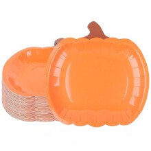 Sulgyt20Pcs9" Piatti di carta a forma di zucca, piatti usa e getta arancioni autunnali, compatibili con la festa del Ringraziamento, la cena e