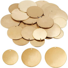 30 Stück Messing-Stanzrohlinge in 3 Größen, 1/1,1/1,3 Zoll, runde Metallanhänger, goldene Vollmünzen für die Schmuckherstellung, kompatibel mit
