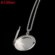 RSAMD Stainless Steel Photo Locket Necklace 3 Colors Open Round Pendant Necklaces>-A1