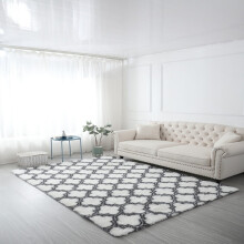 Tapis moelleux JANDEL pour chambre à coucher, tapis à poils longs à motif géométrique, idéal pour la chambre de bébé, le salon ou la